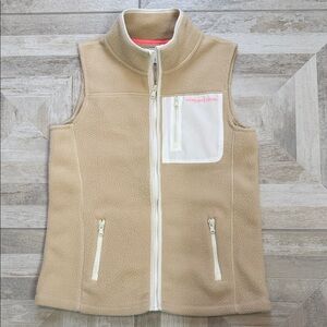 Vineyard Vines Tan and Cream Sherpa Fleece Vest